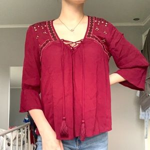 Francesca’s/Blue Rain embroidered blouse
